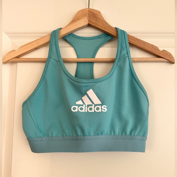 Adidas Women's Don't Rest Alphaskin Bra, Mint Tone/White, Small - Picture 2 of 3